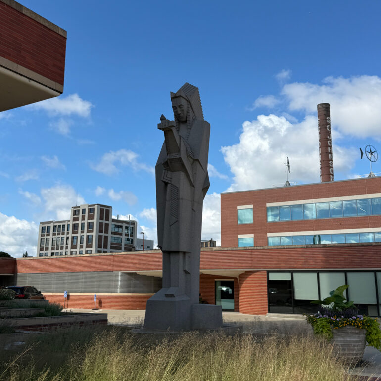SC Johnson tour Frank Lloyd Wright Statue